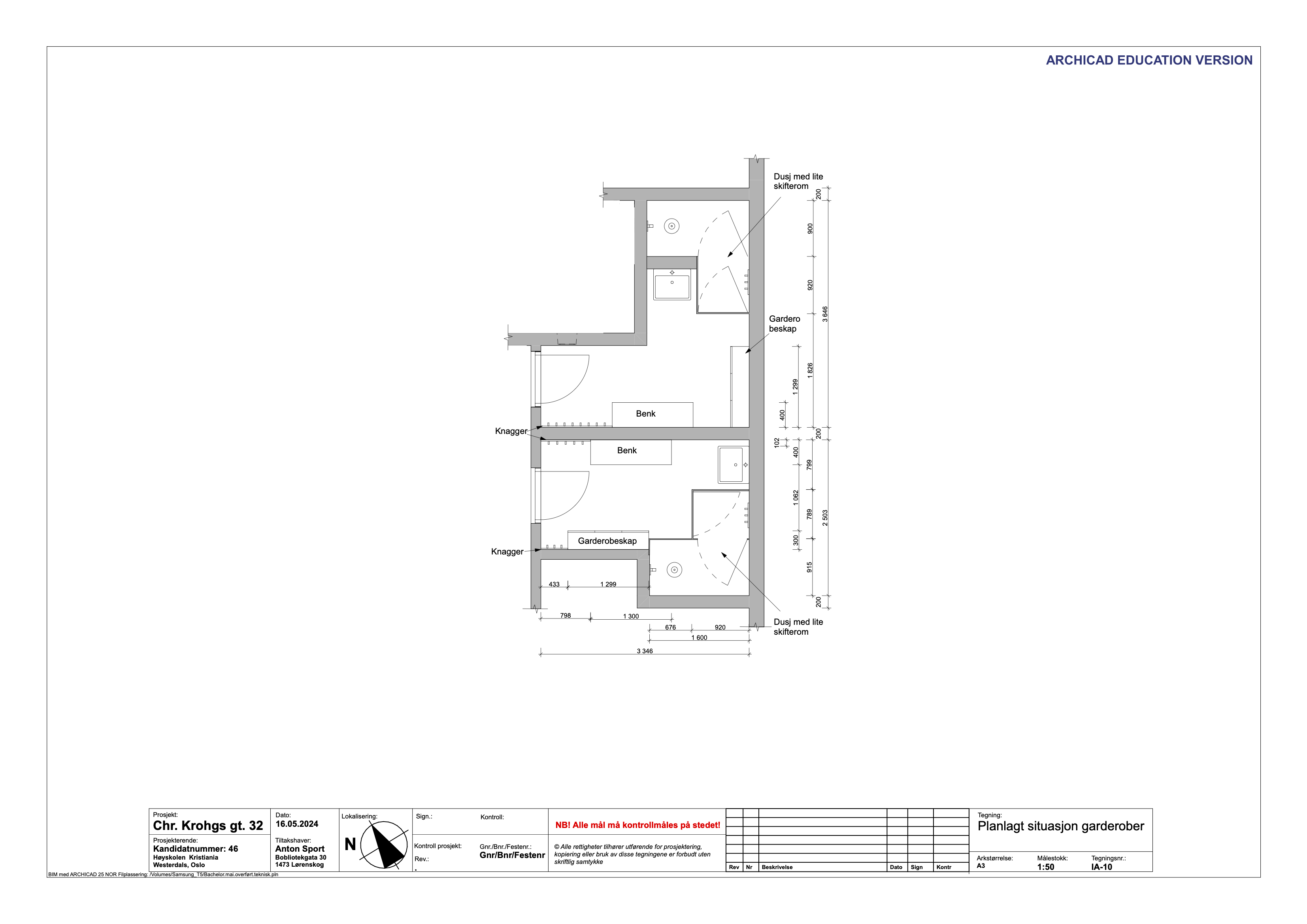 Floor plan, changing rooms