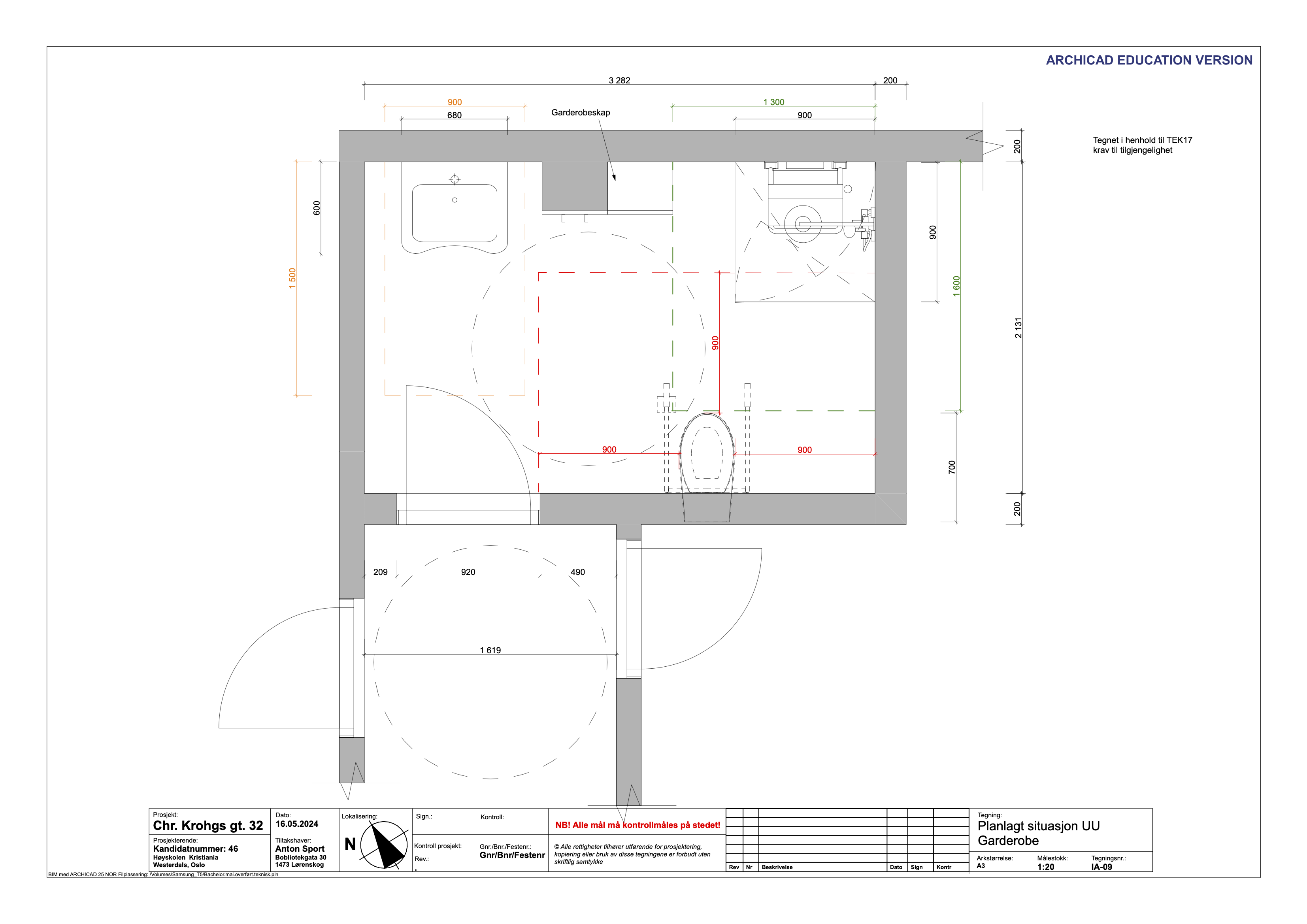 Floor plan, universally designed changing room